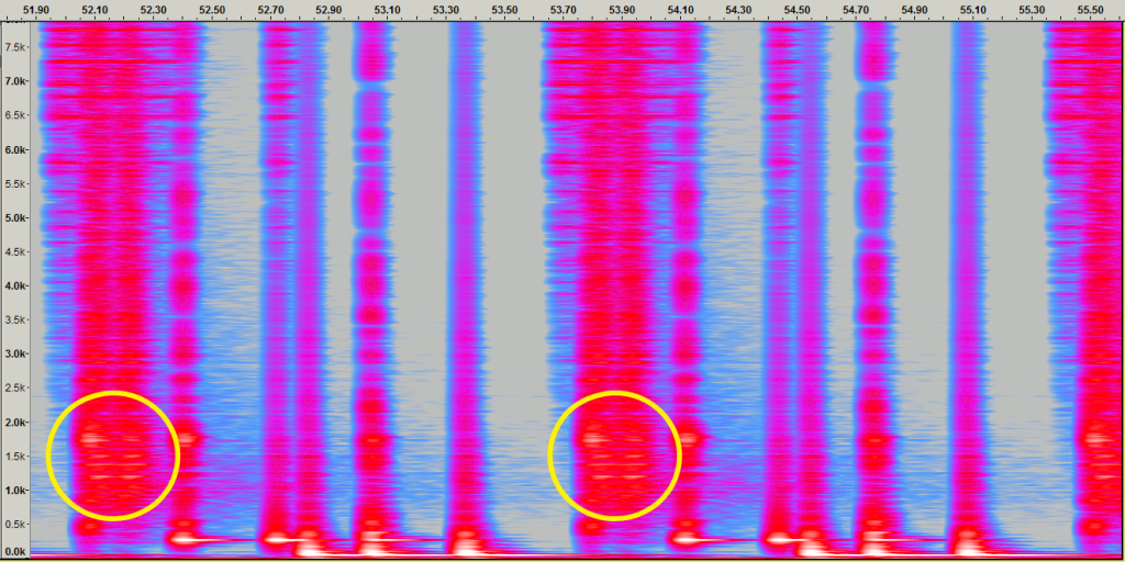 Rebirth spectral waveform zoomed in with areas of interest.